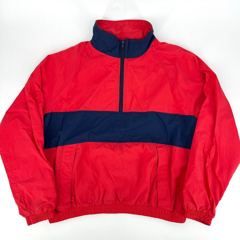 Vintage (Korea) Lands End Color Block Windbreaker Red Blue Lined Size Large